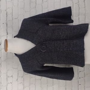 Express Design  Studio Cropped Cardigan Sweater Gray Metallic XS Wool blend